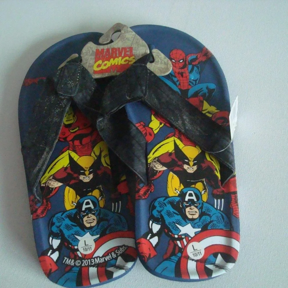 MARvEL spiderman FLIP FLOPS LG 9-11 SIZE VINTAGE 2012 G4
